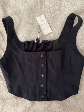 WAYF Blue Button Front Crop Top Women’s M New With Tags